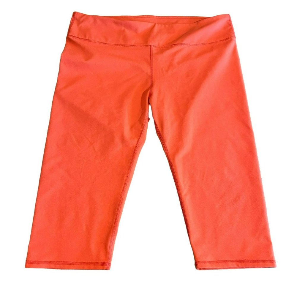 Fabletics Capri Crop Legging Womens XL Orange Compression Pocket Mid Rise